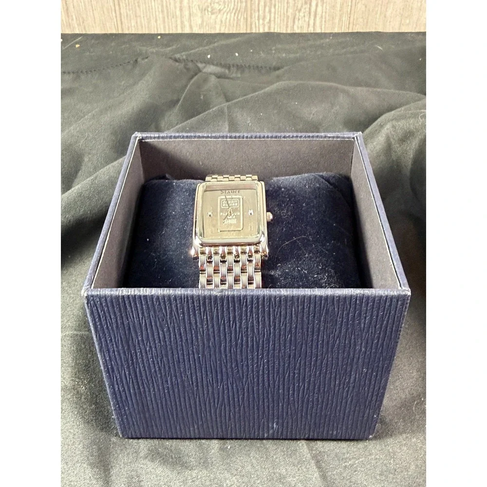 Stauer Credit Suisse 1g 999.5 Platinum Ingot Watch Swiss Quartz Tank Box 14458